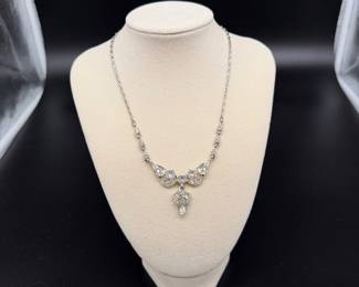 Silver Pearl Drop Necklace