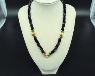 Black Flowered Necklace