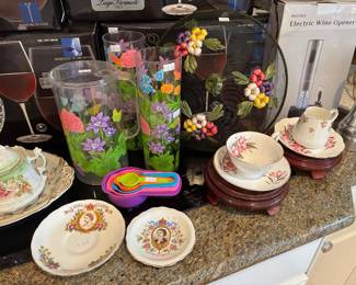 Painted Pitcher, Decorative Plates