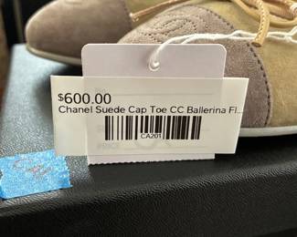 Chanel Suede Cap Toe CC Ballerina Flats