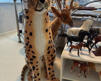 Stuffed Cheetah, Horse Figurines