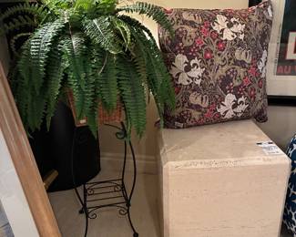 Plant Stand, Faux Plants, Decorative Pillows