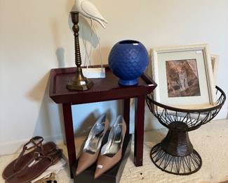 Women's Shoes, Wooden Side Table, Misc Decor