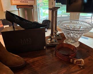 Women's Heels, Belts, Crystal Bowls, Candle Holders