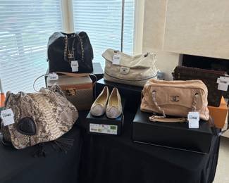 Gucci Python Tribeca Bag, Gucci Monogram Canvas Vanity Case, Chanel Quilted Hobo Bag, Chanel Suede Cap Toe CC Ballerina Flats, Chanel Quilted Shoulder Bag, Chanel Sharei Bowler Bag, Louis Vuitton Monogram Crossbody