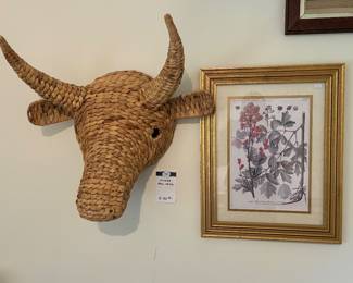 Wicker Bull Head, Framed Art