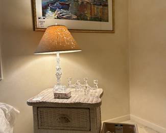 Wicker Nightstand, Wicker Trash Can