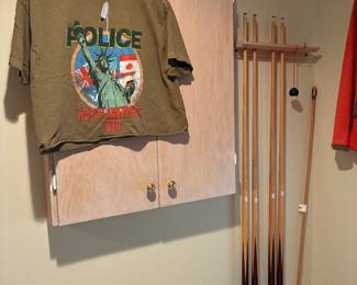Police T-Shirt, Pool Sticks, Pool Stick Holder