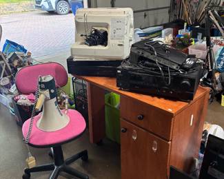 Desk, Rolling Chair, Sewing Machine