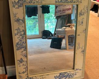 White & Blue Framed Mirror