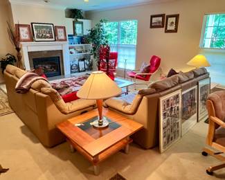 LOWER LEVEL FAMILY ROOM WITH LEATHER SOFAS