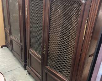 Pair French grilled door bookcases