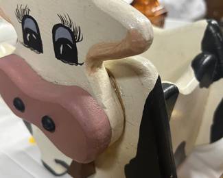 Wooden cow planter