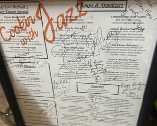 Famous Chef Jazz brunch signed menu