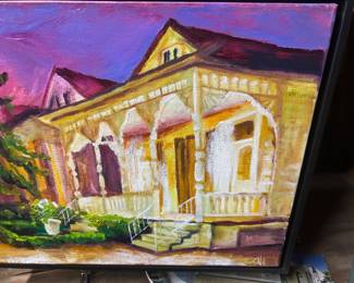"New Orleans shotgun houses" oil painting by Adam Hall