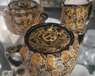 Three PIece Tenmokustyle Ceramic Teapot Set