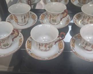 002 Vintage Egyptian Revival Demitasse Cups  Saucers  T. Limoges E.G.P. Co.  Rare Find