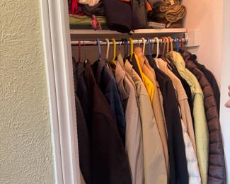 Coat closets full of great scarfs, hats and coats
