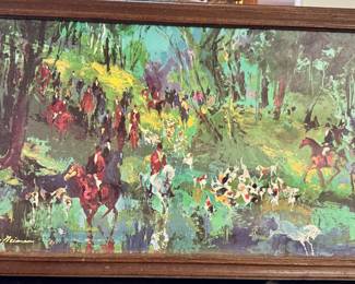 "Hunt of the Unicorn" (also known as "Fox Hunt', a 1967 canvas transfer print featuring signature expressive brushwork by American artist LeRoy Neiman.