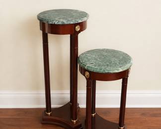 Dark green marble top side tables perfect next to your mahjong table 