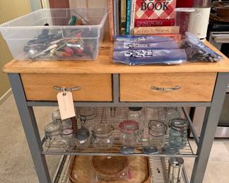 Metal and Wood Kitchen Island on Wheels