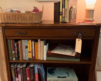 Wood Bookcase with Vintage Walhira Yearbooks and Winthrop College Yearbooks