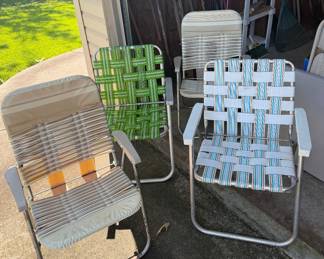 Vintage Jelly Roll and Woven Aluminum Lawn Chairs