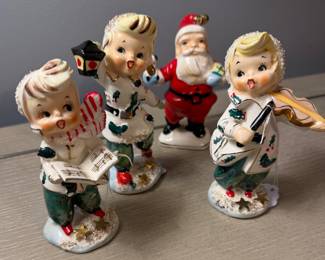 Geo Z Lefton Trio of Holly Christmas Carolers