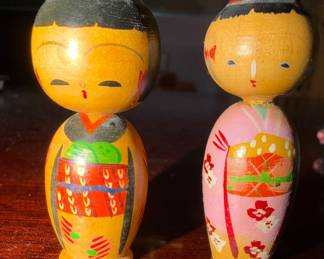 Vintage Japanese Kokeshi Bobblehead Dolls