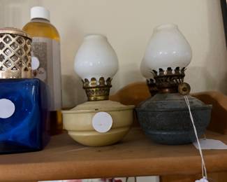 vintage miniature oil lamps, we have 3