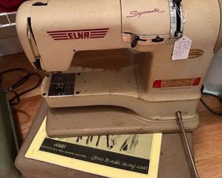 vintage elna sewing machine w/cover