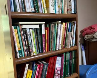 bookcase and gardening books