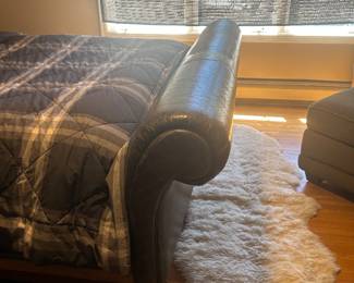 OLIVE GREEN CROCODILE EMOBSSED LOOK, SLEIGH BED ~