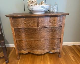 ANTIQUE CURVED DRESSER ~ $150 ~ H 34, W 38 1/2, D 161/2