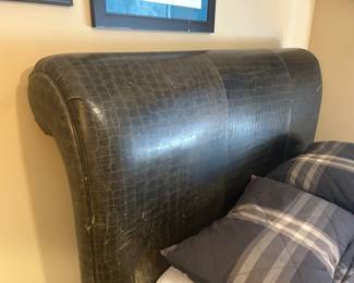 OLIVE GREEN CROCODILE EMOBSSED LOOK, SLEIGH BED ~