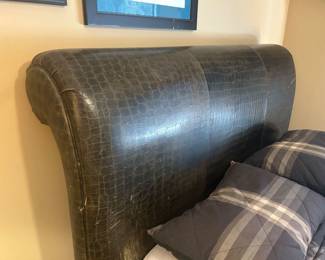 OLIVE GREEN CROCODILE EMOBSSED LOOK, SLEIGH BED ~