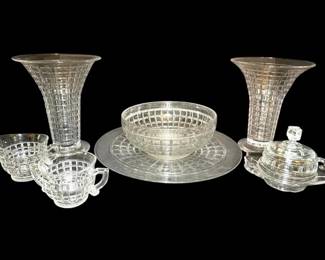 Manganese Glass Bowl, Cups, Tray, More