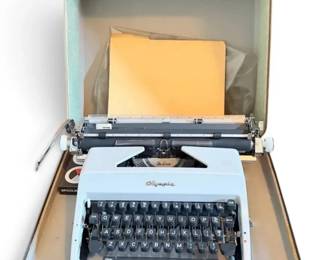 Vintage Olympia Typewriter W Case Accessories