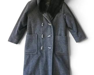 L.L.Bean Womens Hooded Wool Coat Size 4 Petite