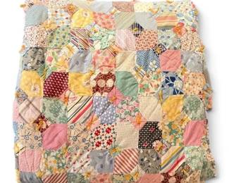 HandSewn Colorful Square Patchwork Quilt 77 x 70