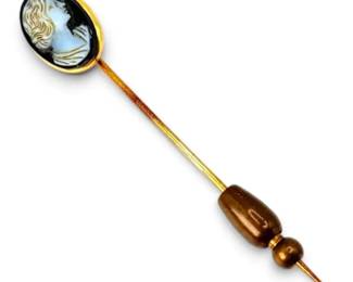 14k Gold Antique Pin With Cameo 3.53g