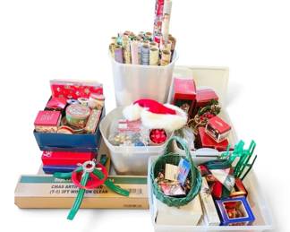 Mystery Lot Of Christmas Wrapping, Tins, Decor More
