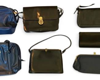 Black Navy Leather Handbags