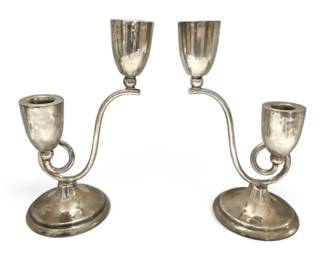 Mexican Sterling Silver Candleholders by Juventino Lopez Reyes 704g Total