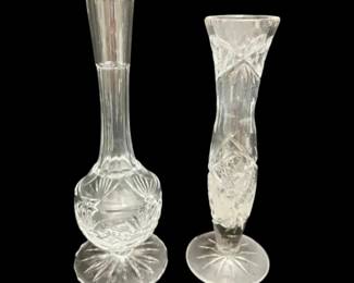 2 Crystal Budvases 1 Etched Rogaska Brand