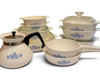 Vintage Corningware Cornflower Casserole Dishes, Sauce Pans, Coffee Pot