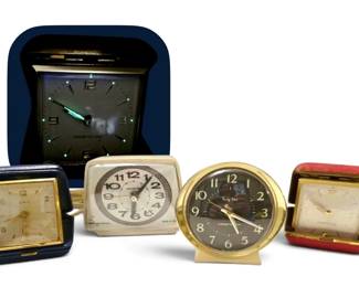 Vintage Electric Wind Up Alarm Clocks Red Clock Has Radium Hands