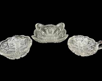 Manganese Saw Cut Glass Dish Bowls