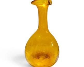Amber Blown Crackle Glass Decanter