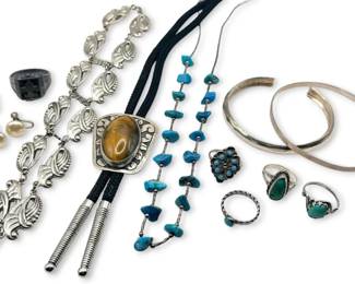 Sterling Silver Bracelets Turquoise Rings Including Danecraft, Beau, More 108.03g Total